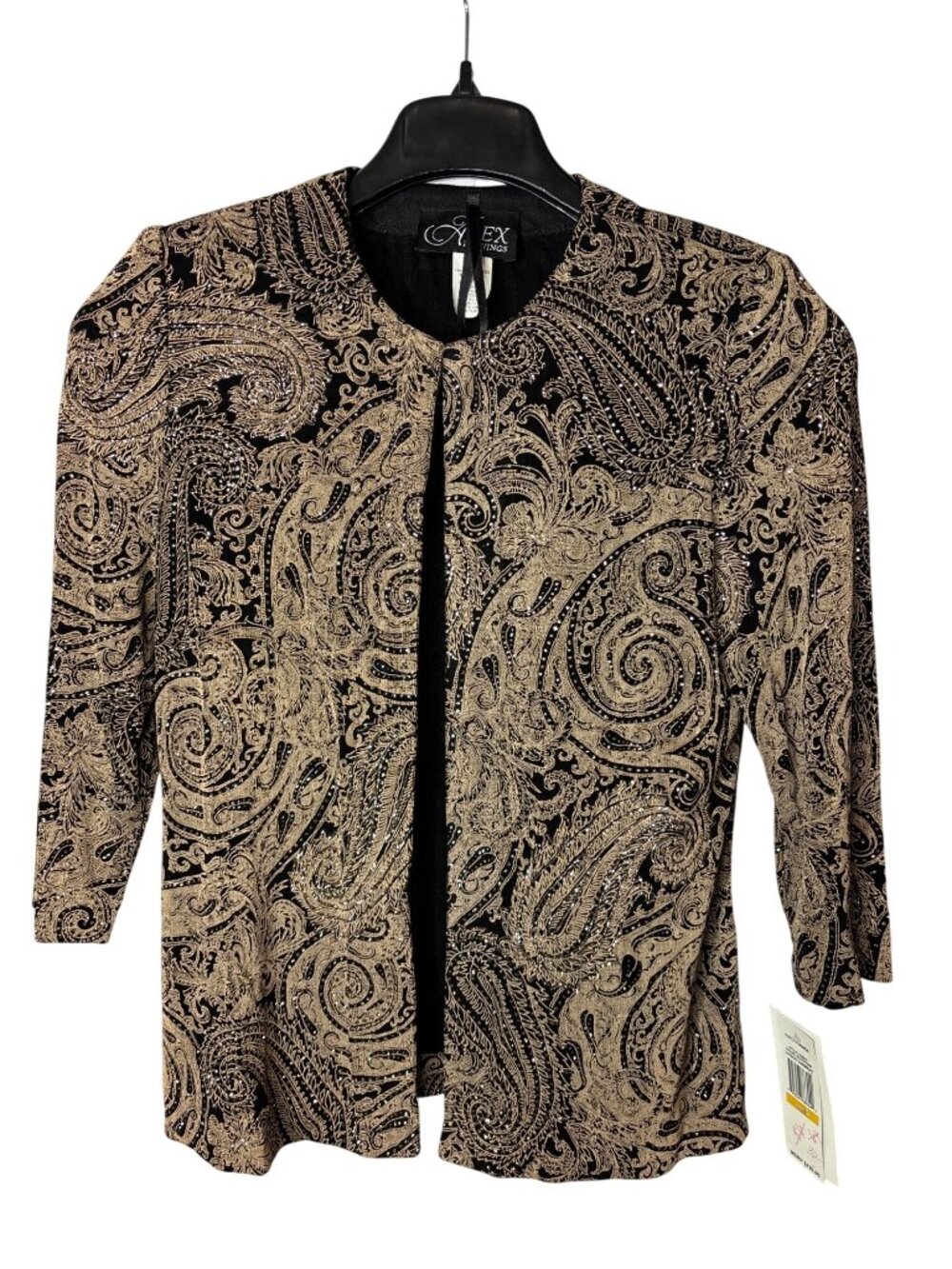 Vintage Alex Evenings Open Front Cardigan Size S Hook and Eye Shoulder Pads New